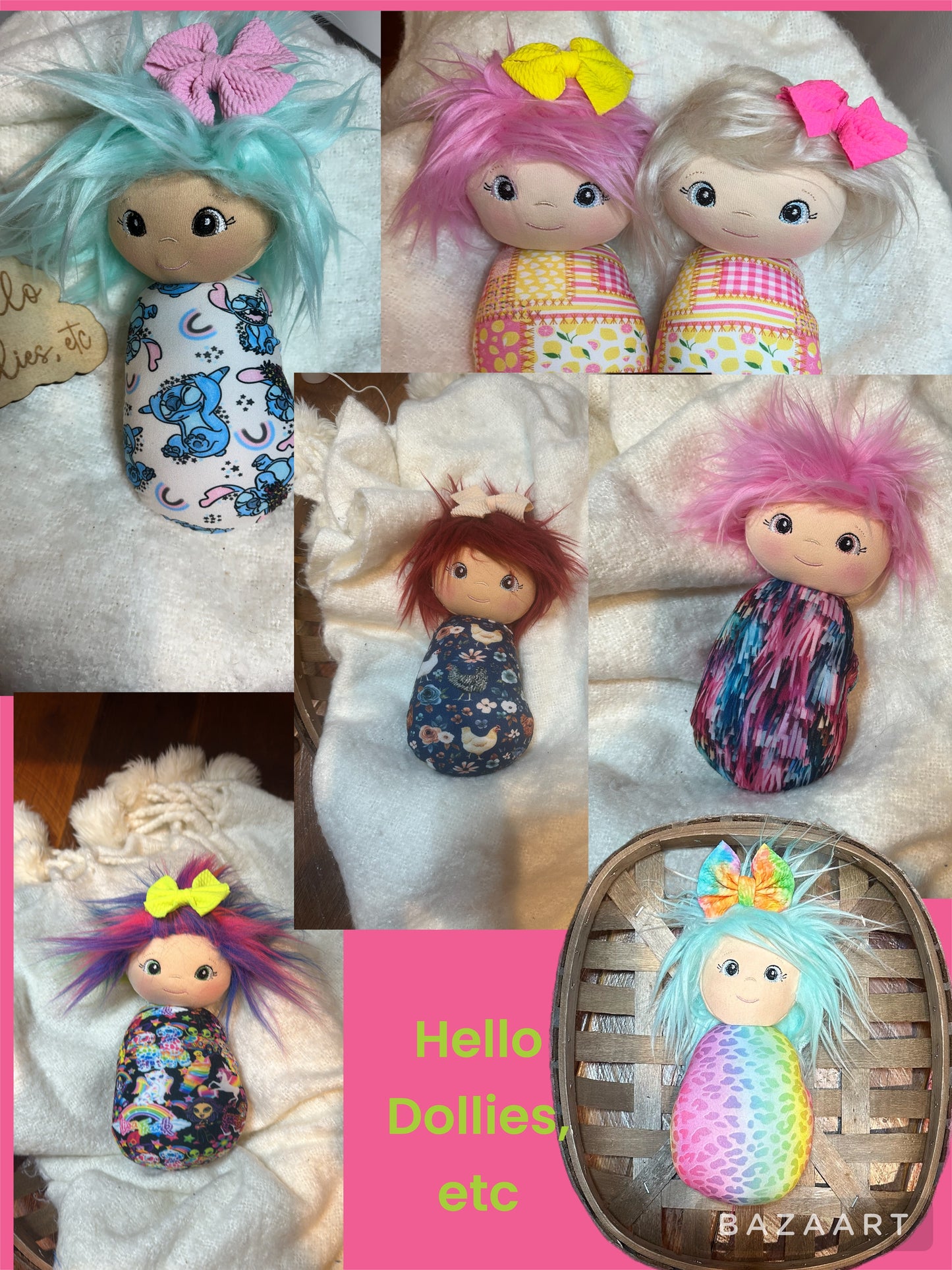 Hello Dollies Light Embroidered Flowers