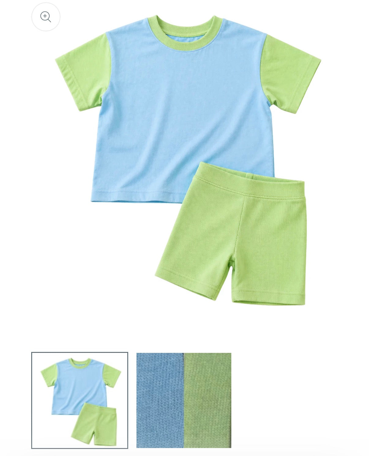Blue/green color block shirt/set