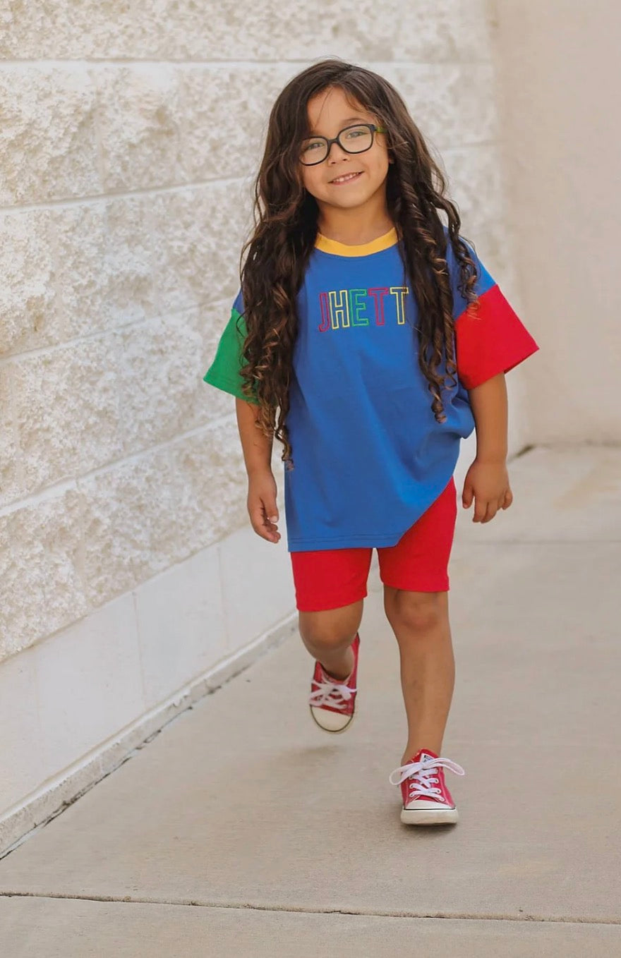 Primary colors block shirt/set