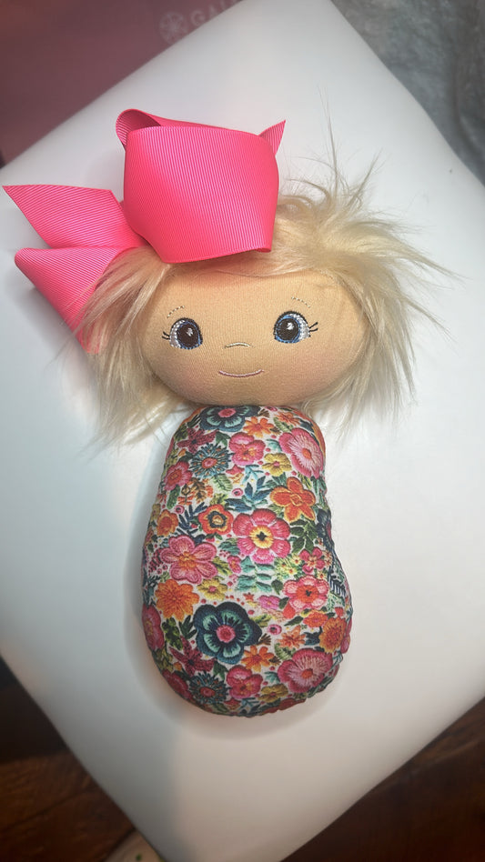 Hello Dollies Bright Embroidered Flowers Print