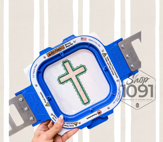 Scalloped applique cross