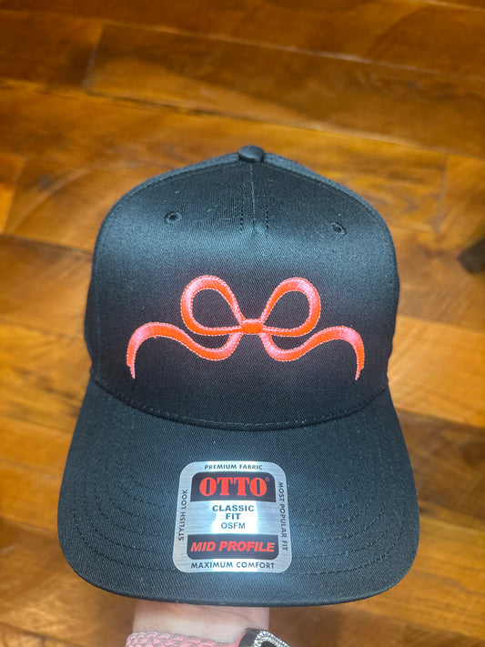 RTS Bow Hat Neon Coral/Pink Bow