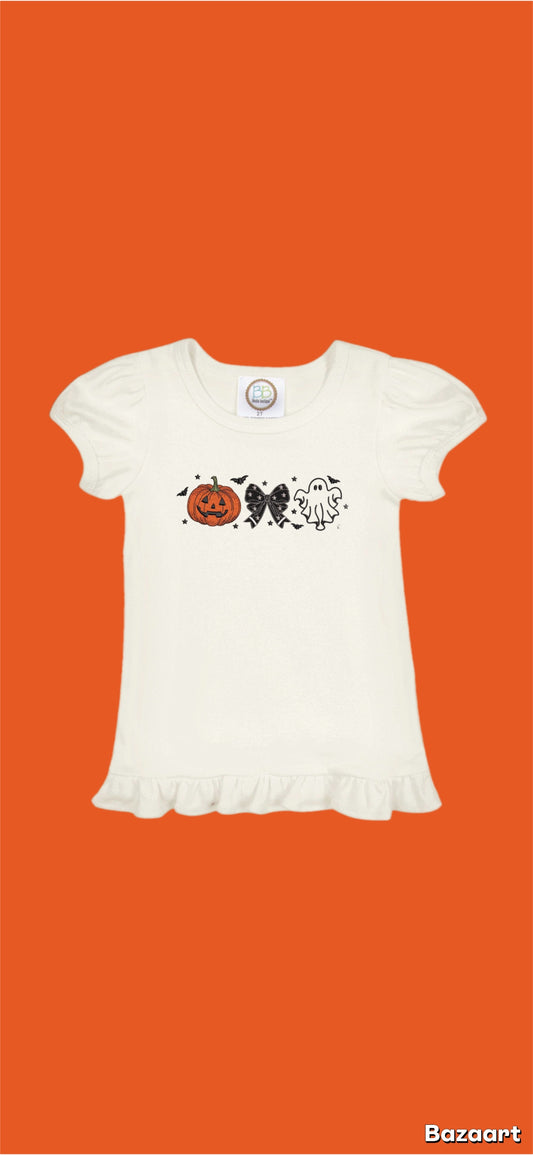 Pumpkin, bow and ghost